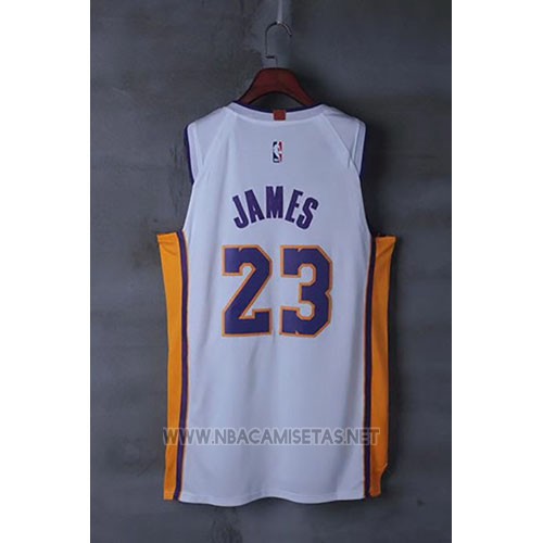 Camiseta Los Angeles Lakers Lebron James NO 23 Association 2017-18 Blanco